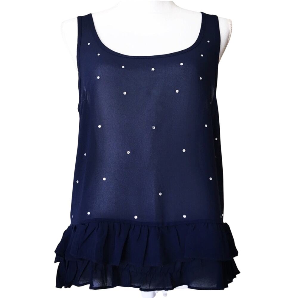 The Arte by Zenana sheer chiffon ruffled embellished tank small